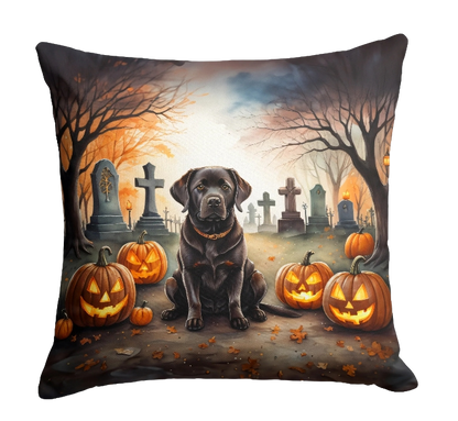 Chocolate Labrador Retriever Spooky Halloween Throw Pillow