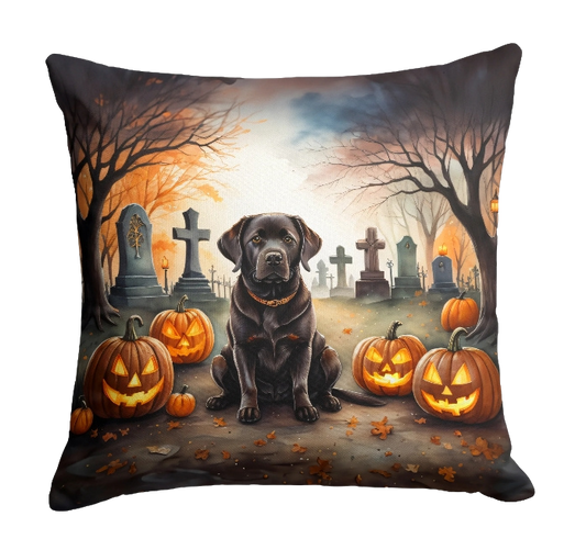 Chocolate Labrador Retriever Spooky Halloween Throw Pillow