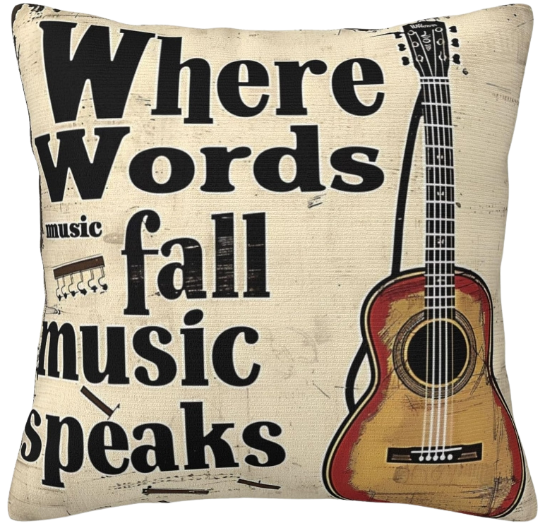 Where Words Fall Music Throw Pillow Covers Decorative 18X18 Inch Pillowcase Square Cushion Cases 