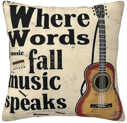 Where Words Fall Music Throw Pillow Covers Decorative 18X18 Inch Pillowcase Square Cushion Cases 