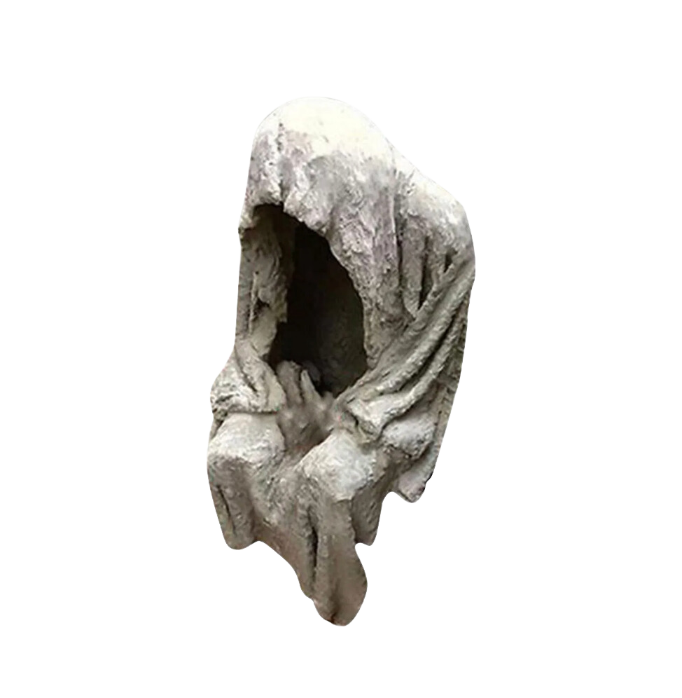 Spooky Sitting Ghost Statue