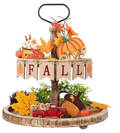 Pumpkin Maple Leaves Wooden Fall Tabletop Sign 