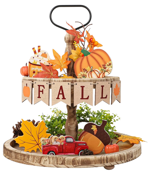 Pumpkin Maple Leaves Wooden Fall Tabletop Sign 