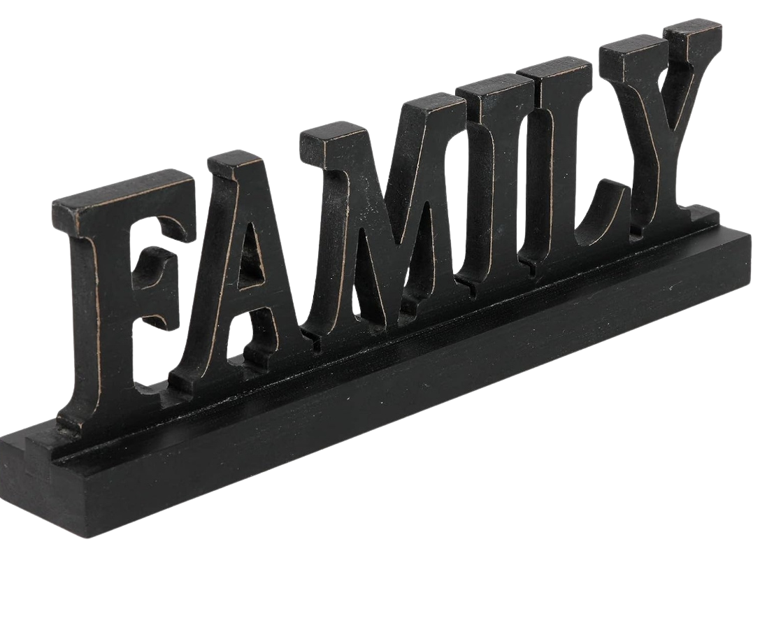 Farmhouse Distressed Black Wood Family Sign