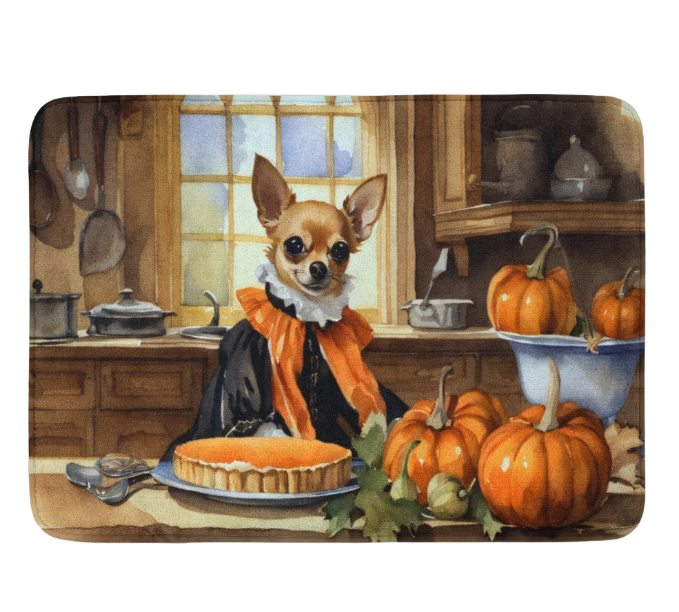 Chihuahua Fall Kitchen Pumpkins Memory Foam Kitchen Mat