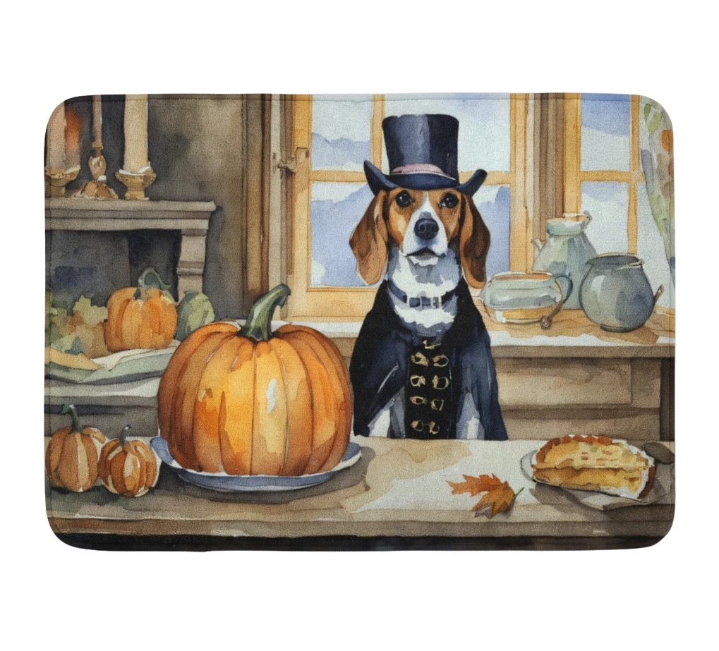 Beagle Fall Kitchen Pumpkins Memory Foam Kitchen Mat