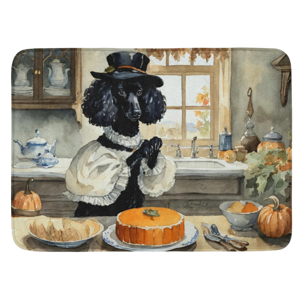 Poodle Fall Kitchen Pumpkins Memory Foam Kitchen Mat