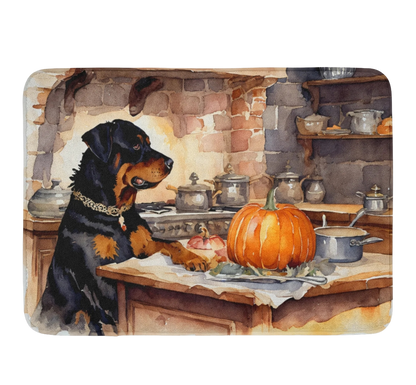 Rottweiler Fall Kitchen Pumpkins Memory Foam Kitchen Mat