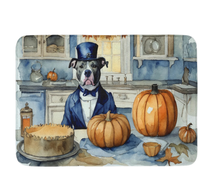 Pit Bull Terrier Fall Kitchen Pumpkins Memory Foam Kitchen Mat