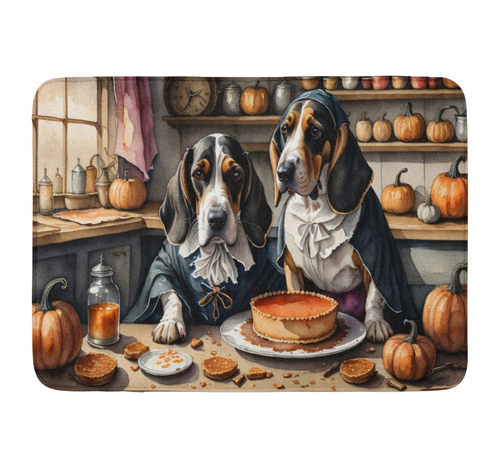 Basset Hound Fall Kitchen Pumpkins Memory Foam Kitchen Mat