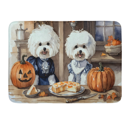 Bichon Frise Fall Kitchen Pumpkins Memory Foam Kitchen Mat