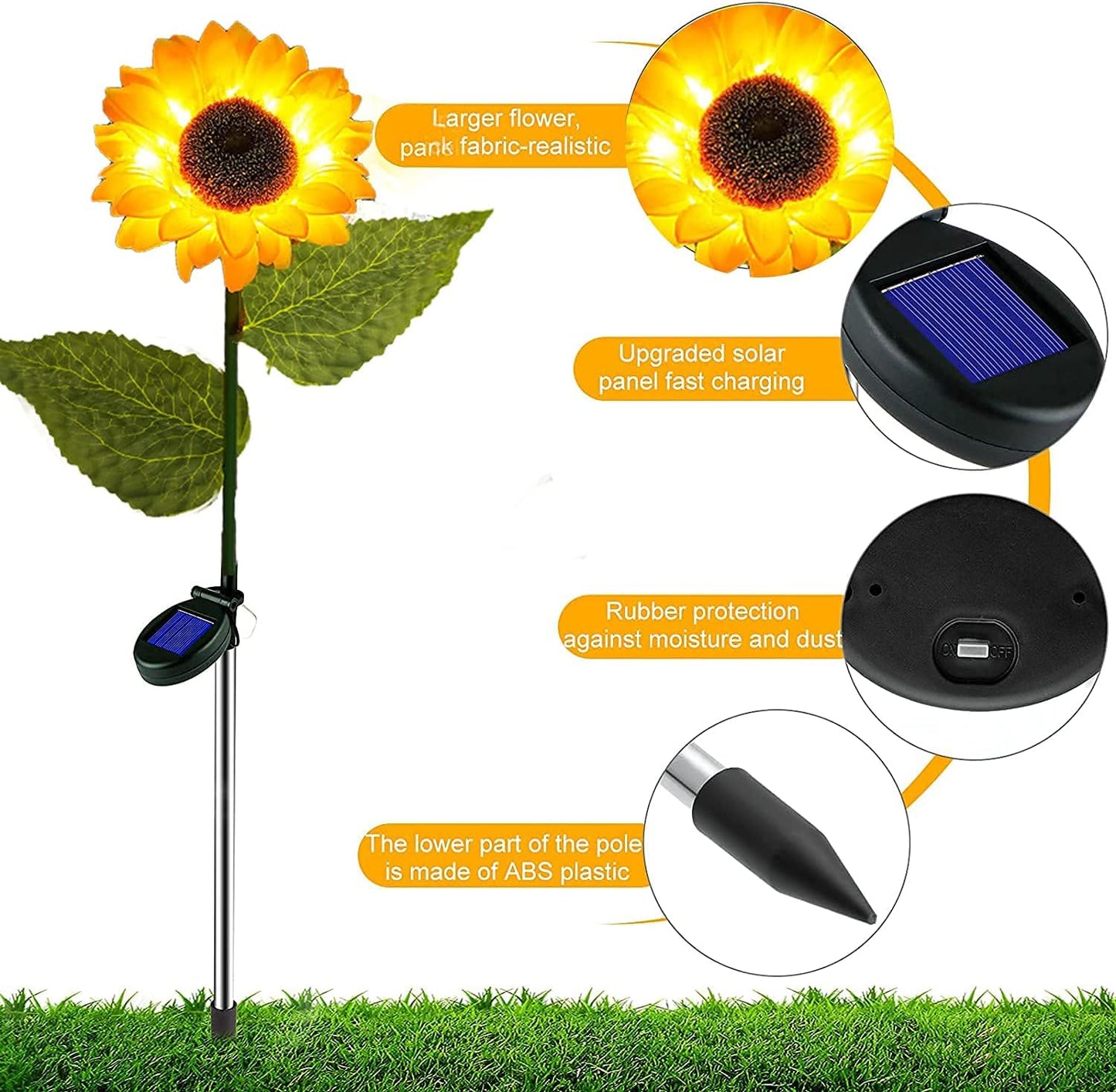 4 Pack Ostritec Solar Sunflower Lights Outdoor Flower Garden Stake Lights