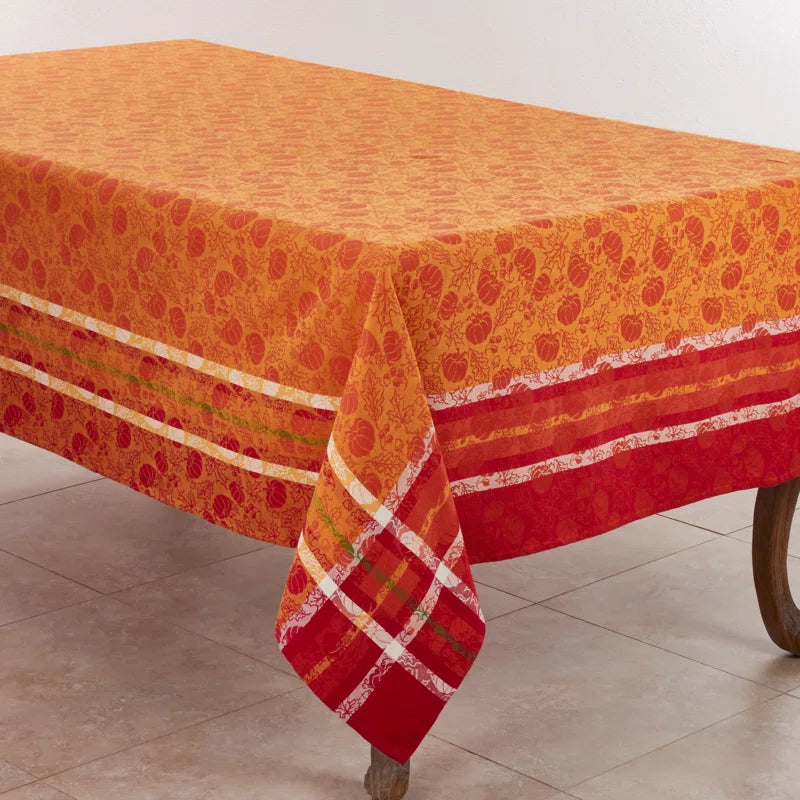 Keithley Pumpkin and Leaf Design Jacquard Tablecloth