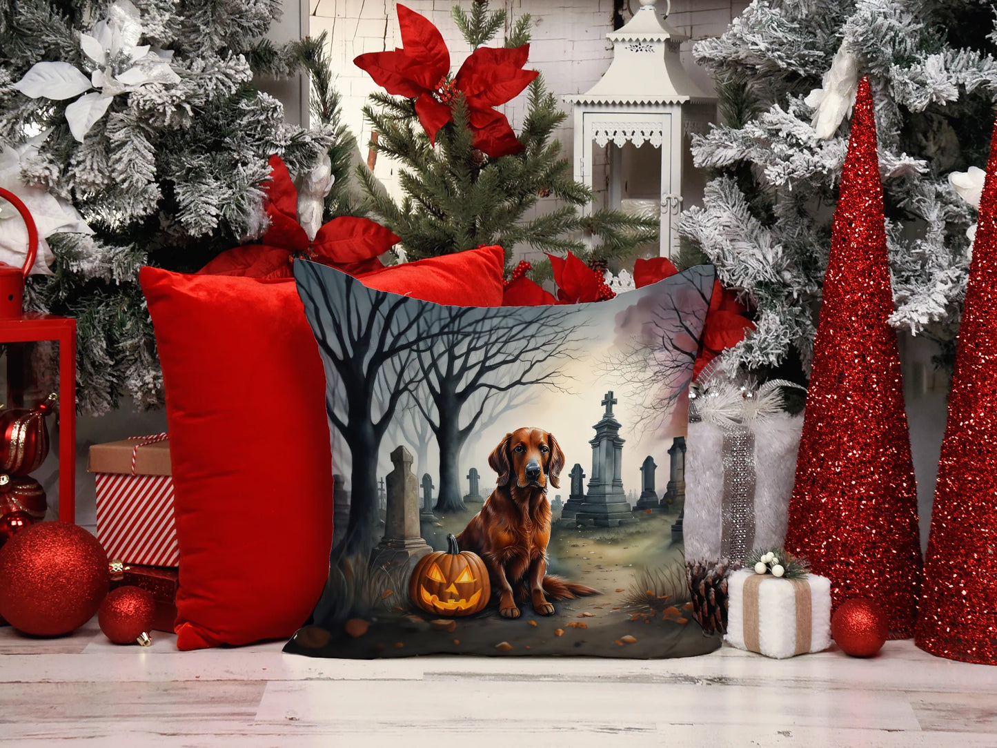 Irish Setter Spooky Halloween Throw Pillow