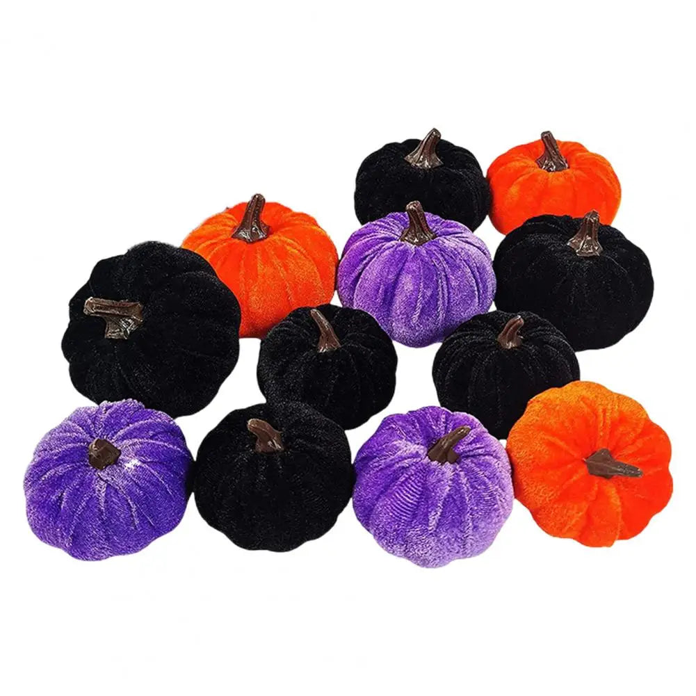 Multi Color Velvet Pumpkins (12 Pcs)