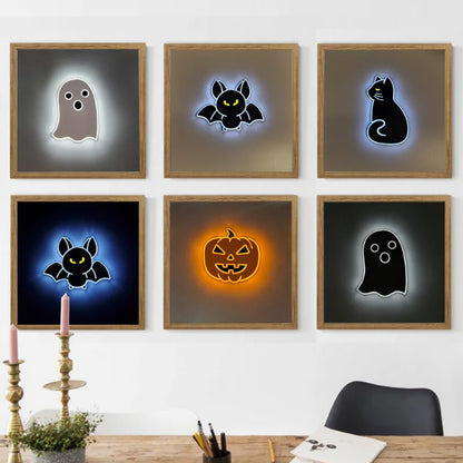 Neon Light Halloween Sign Poster