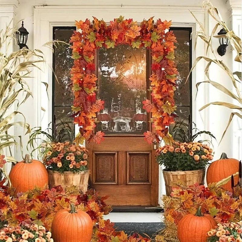 2M Artificial Fall Maple Leaf Vine Decor 