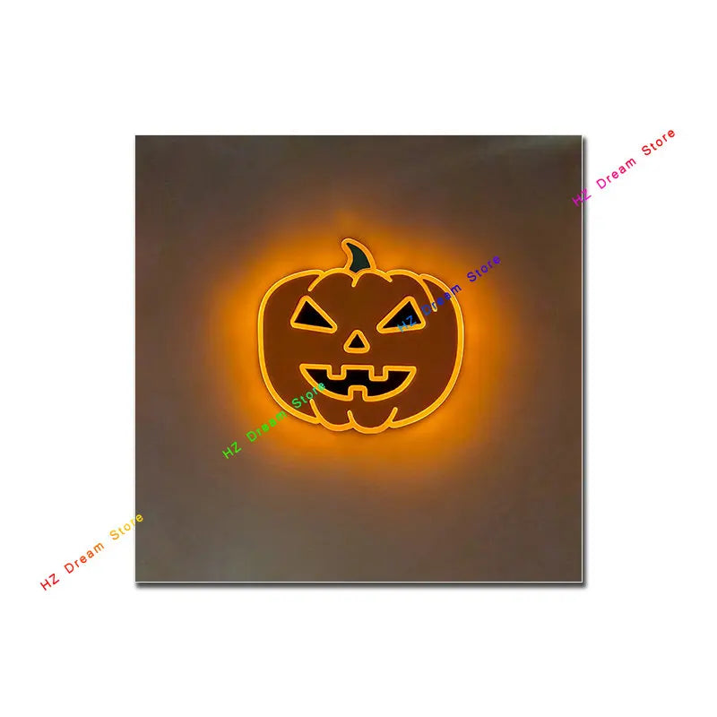 Neon Light Halloween Sign Poster