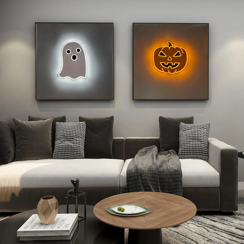 Neon Light Halloween Sign Poster