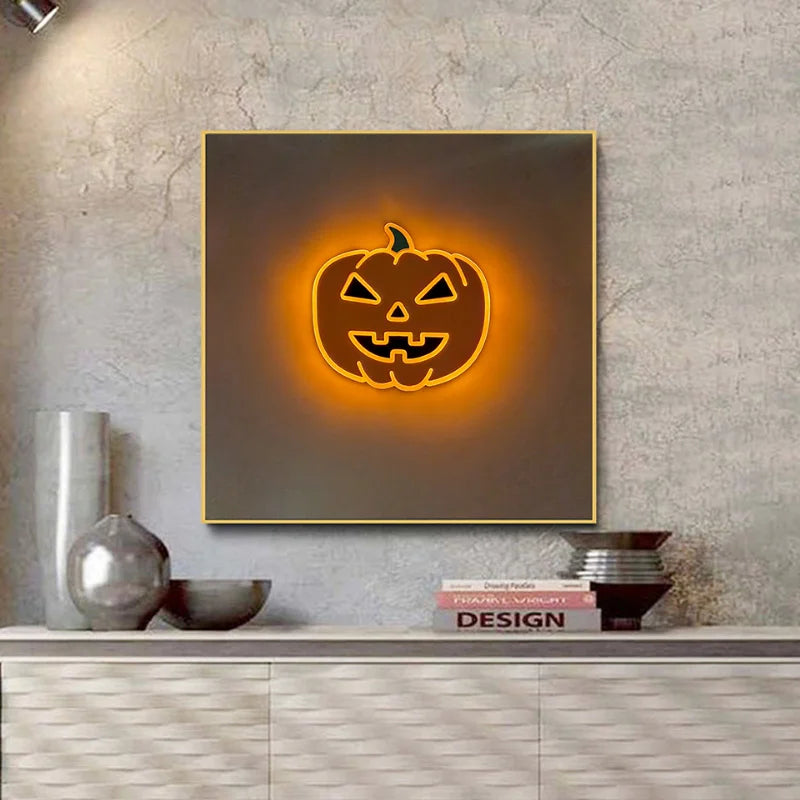 Neon Light Halloween Sign Poster