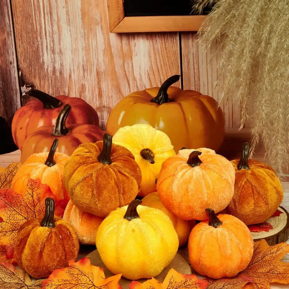 Multi Color Velvet Pumpkins (12 Pcs)