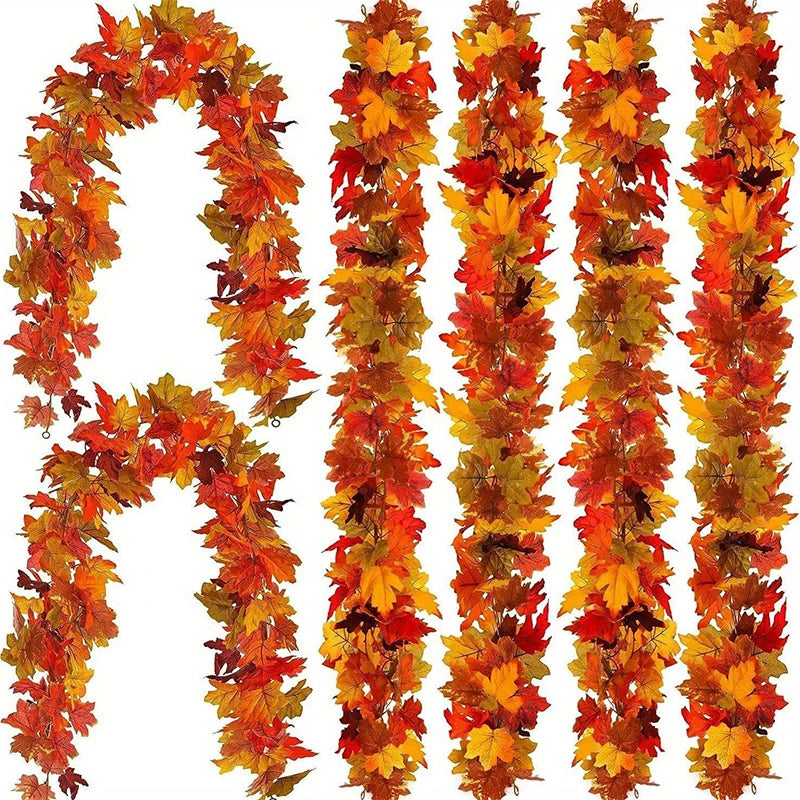 2M Artificial Fall Maple Leaf Vine Decor 