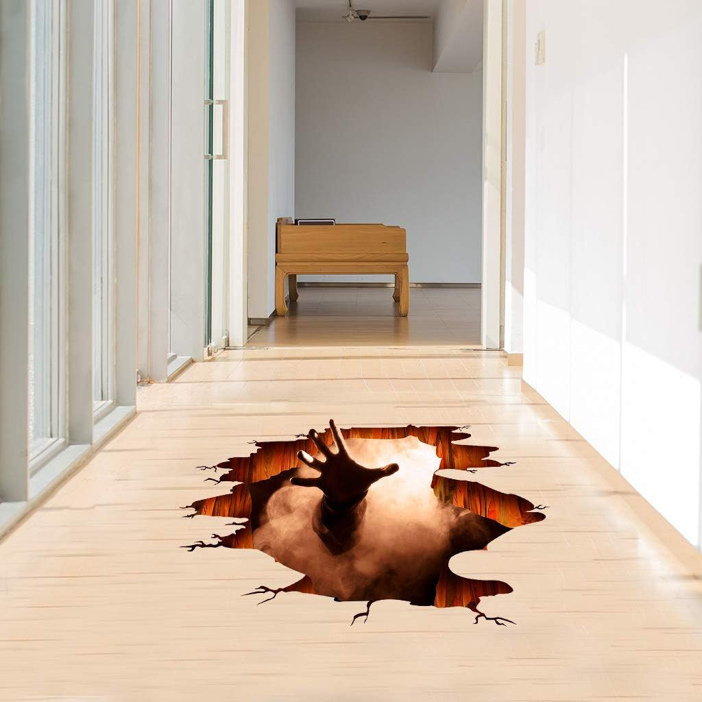 3D Halloween Floor Wall Ceiling Stickers, Ghost Hand Scratching Wall Decor