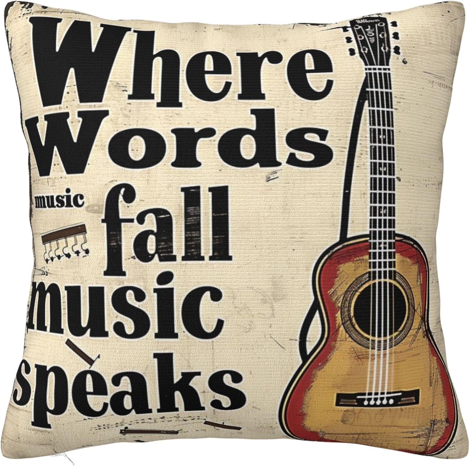 Where Words Fall Music Throw Pillow Covers Decorative 18X18 Inch Pillowcase Square Cushion Cases 