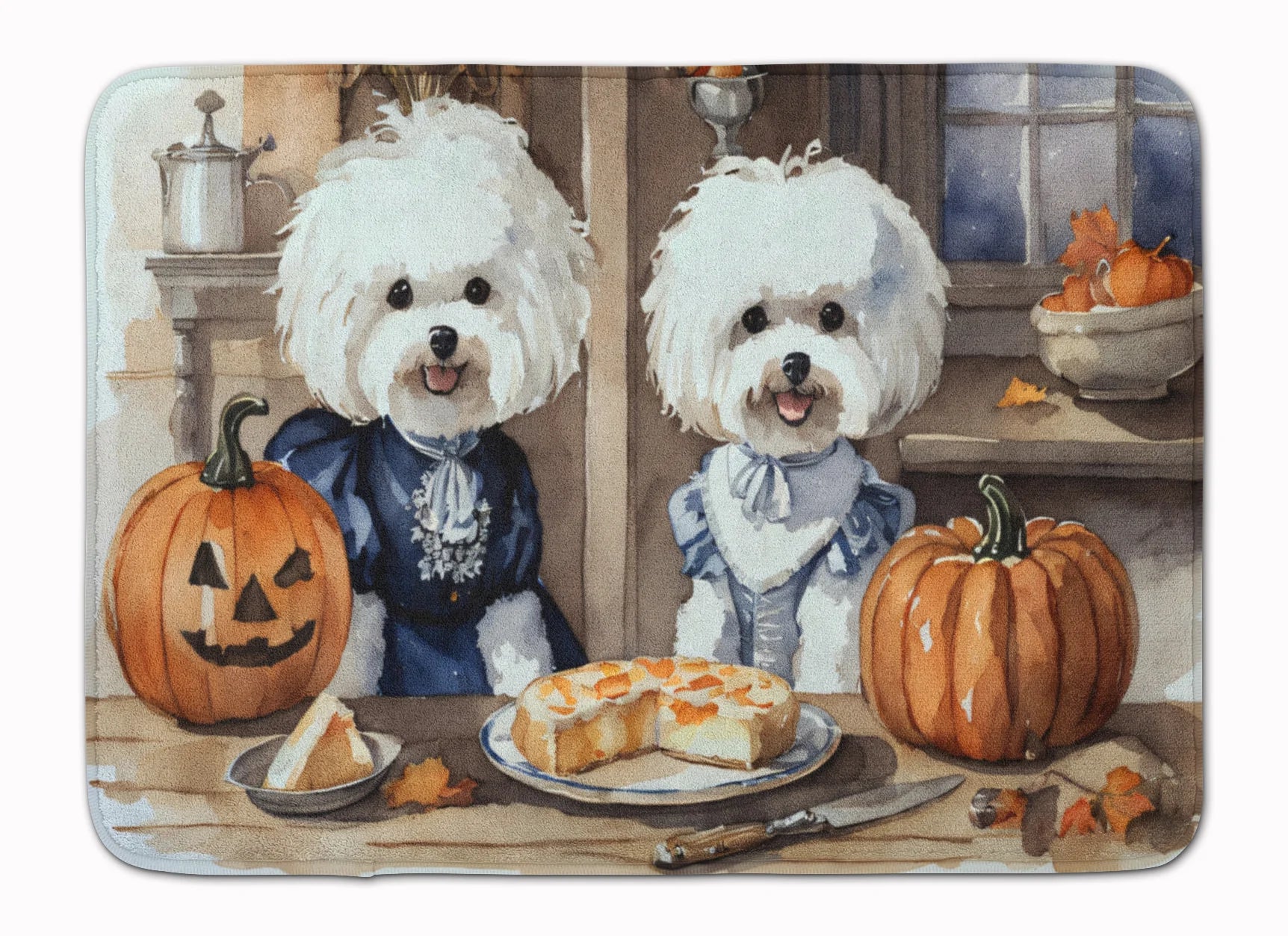 Bichon Frise Fall Kitchen Pumpkins Memory Foam Kitchen Mat