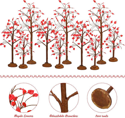 6Pcs Artificial Mini Fall Maple Trees Autumn 