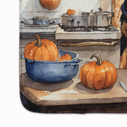 Rottweiler Fall Kitchen Pumpkins Memory Foam Kitchen Mat