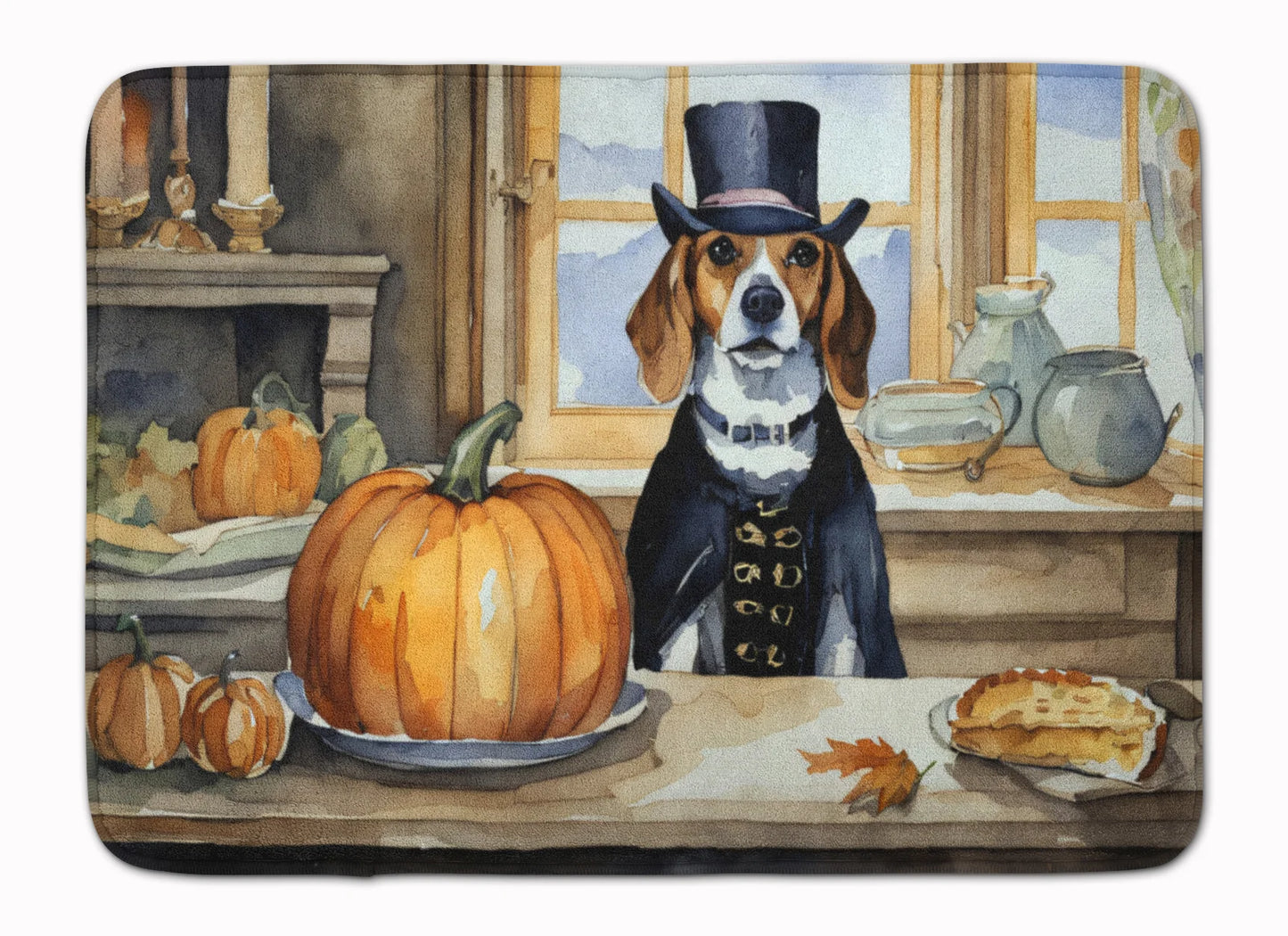 Beagle Fall Kitchen Pumpkins Memory Foam Kitchen Mat