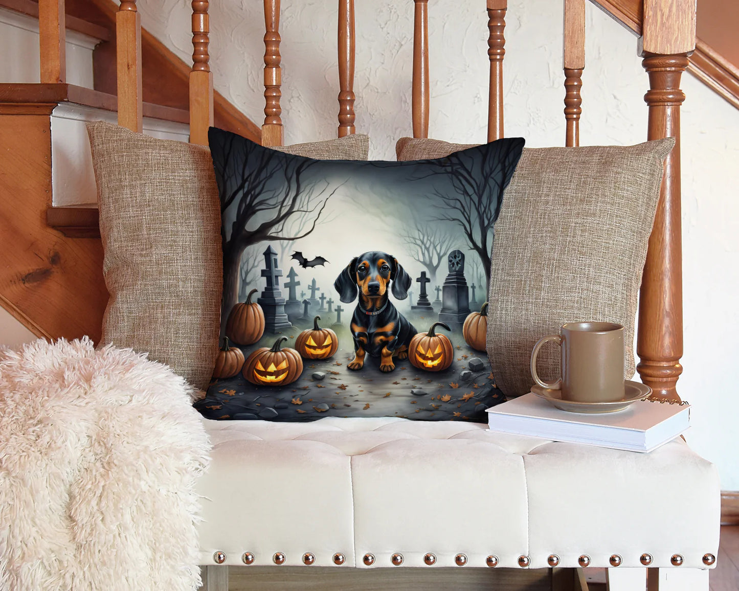 Dachshund Spooky Halloween Throw Pillow