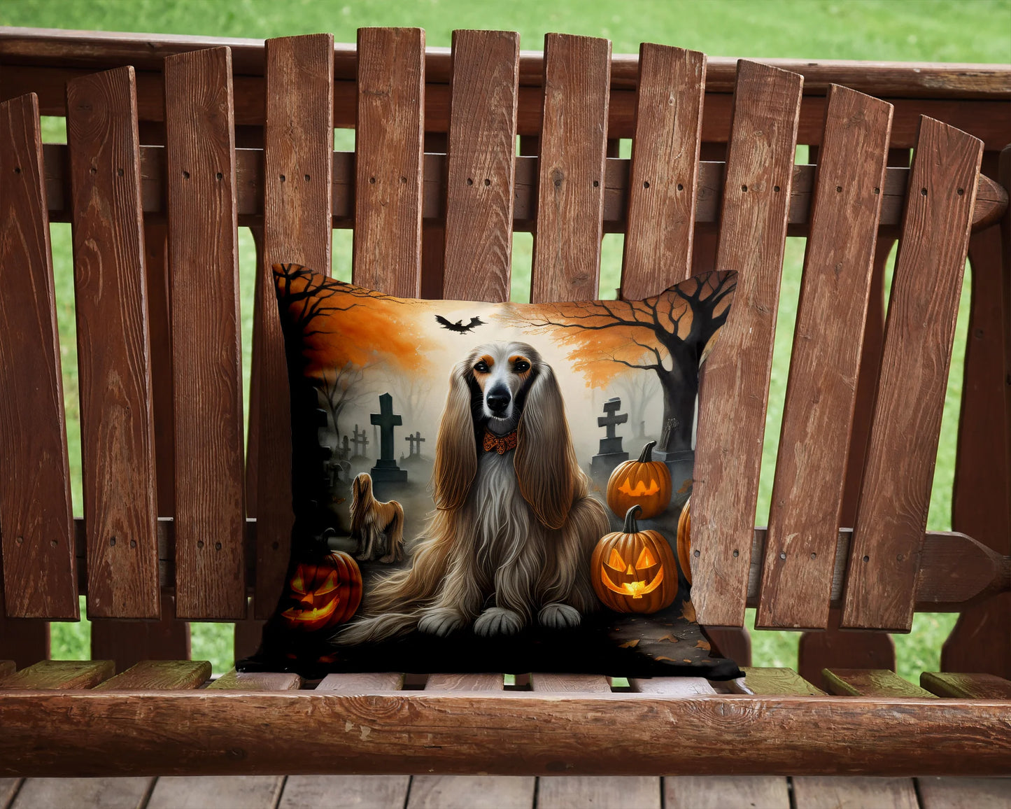 Afghan Hound Spooky Halloween Throw Pillow