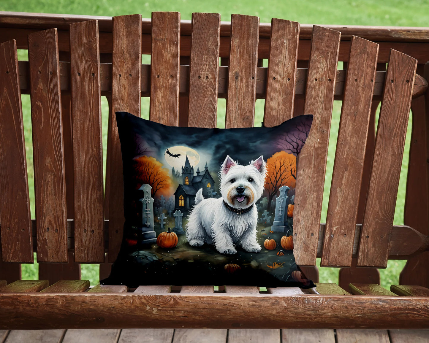 Westie Spooky Halloween Throw Pillow