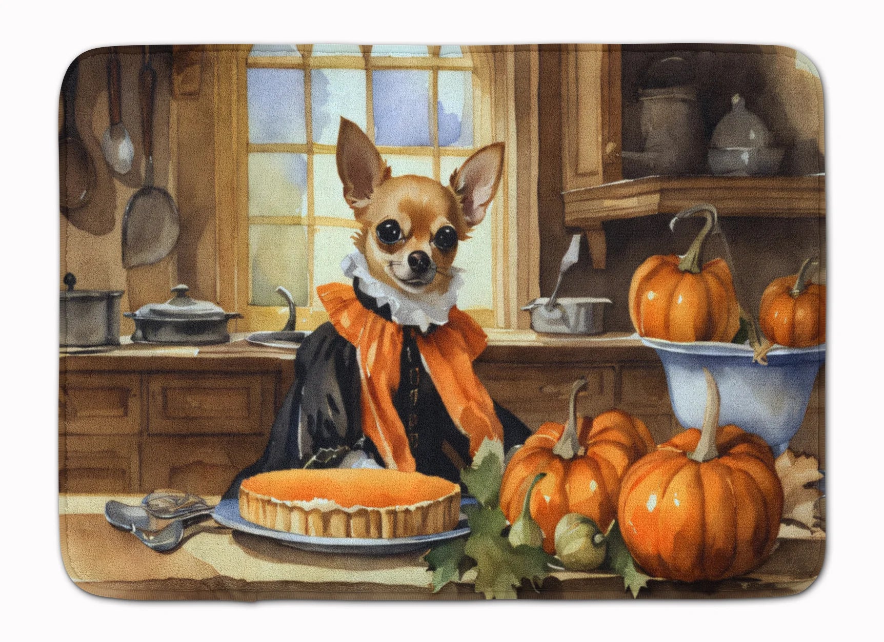 Chihuahua Fall Kitchen Pumpkins Memory Foam Kitchen Mat