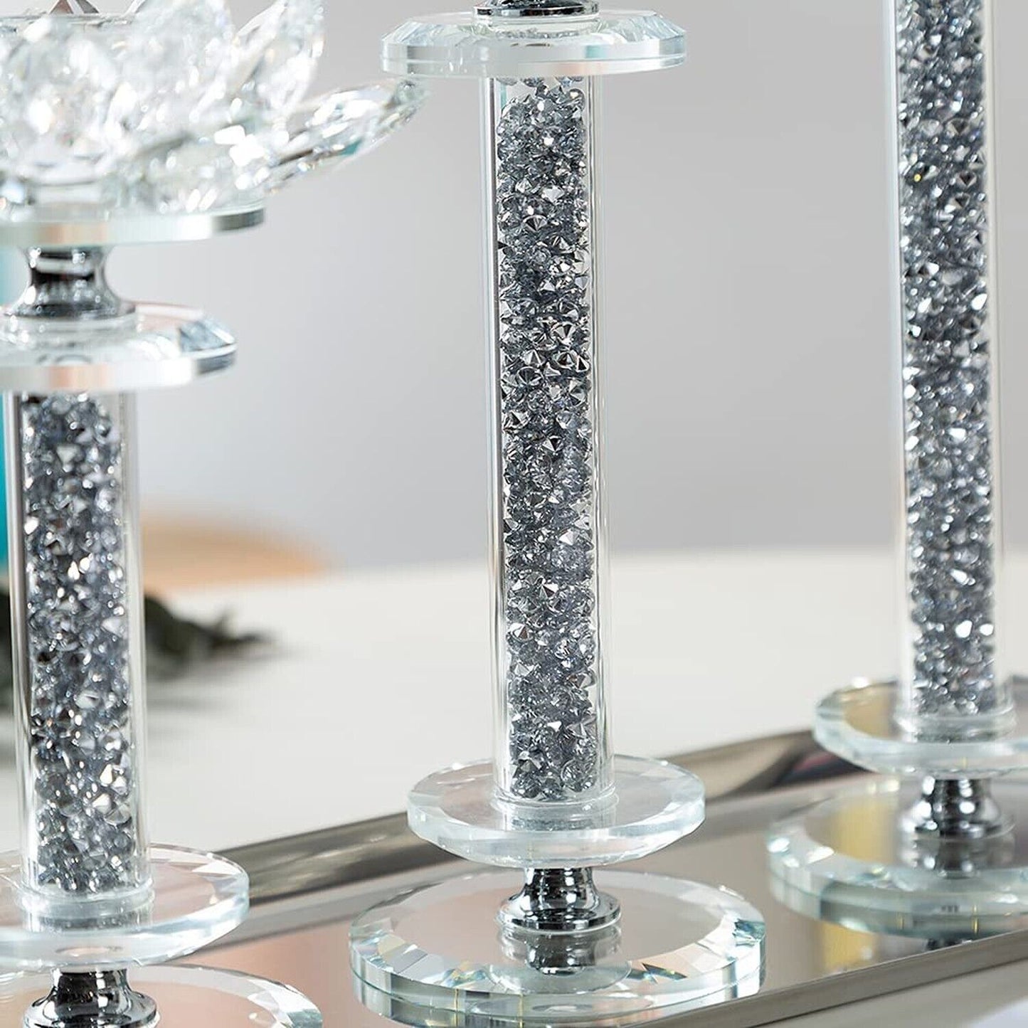 Crystal Candlestick Holders Set of 3 Clear Glass