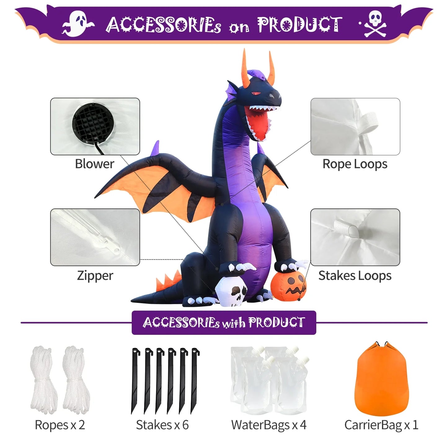 Inflatable Halloween Colored Dragon