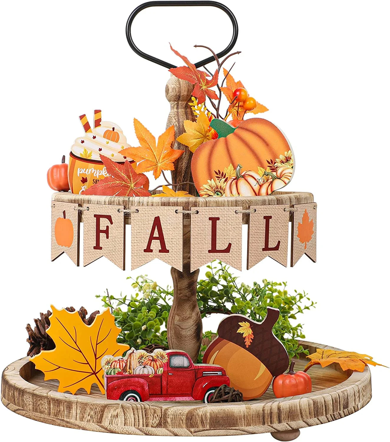 Pumpkin Maple Leaves Wooden Fall Tabletop Sign 