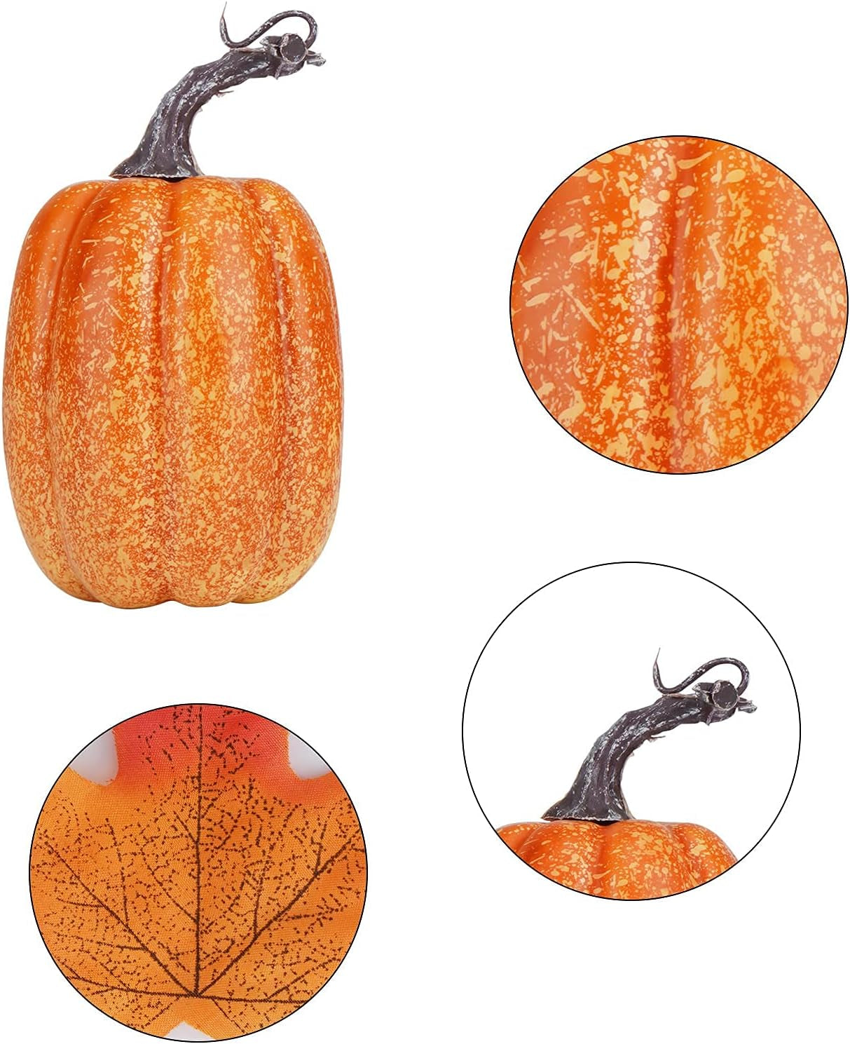 12PCS Artificial Foam Pumpkins with 50PCS Fake Maple Leaves 