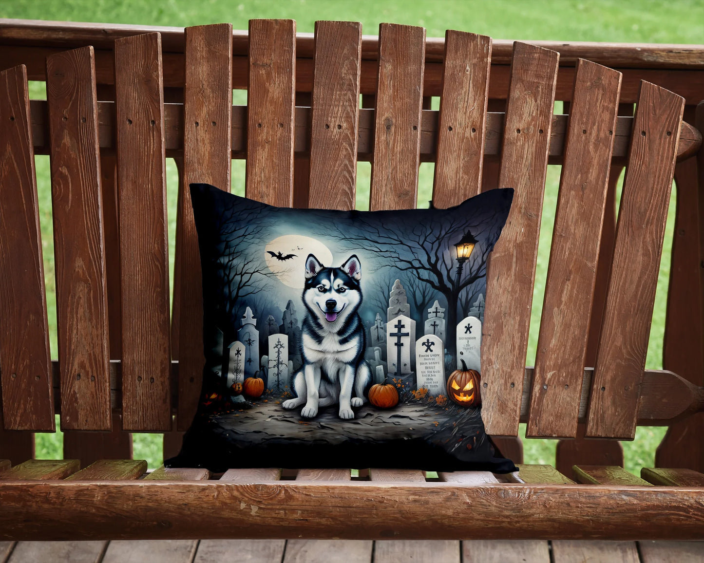 Siberian Husky Spooky Halloween Throw Pillow