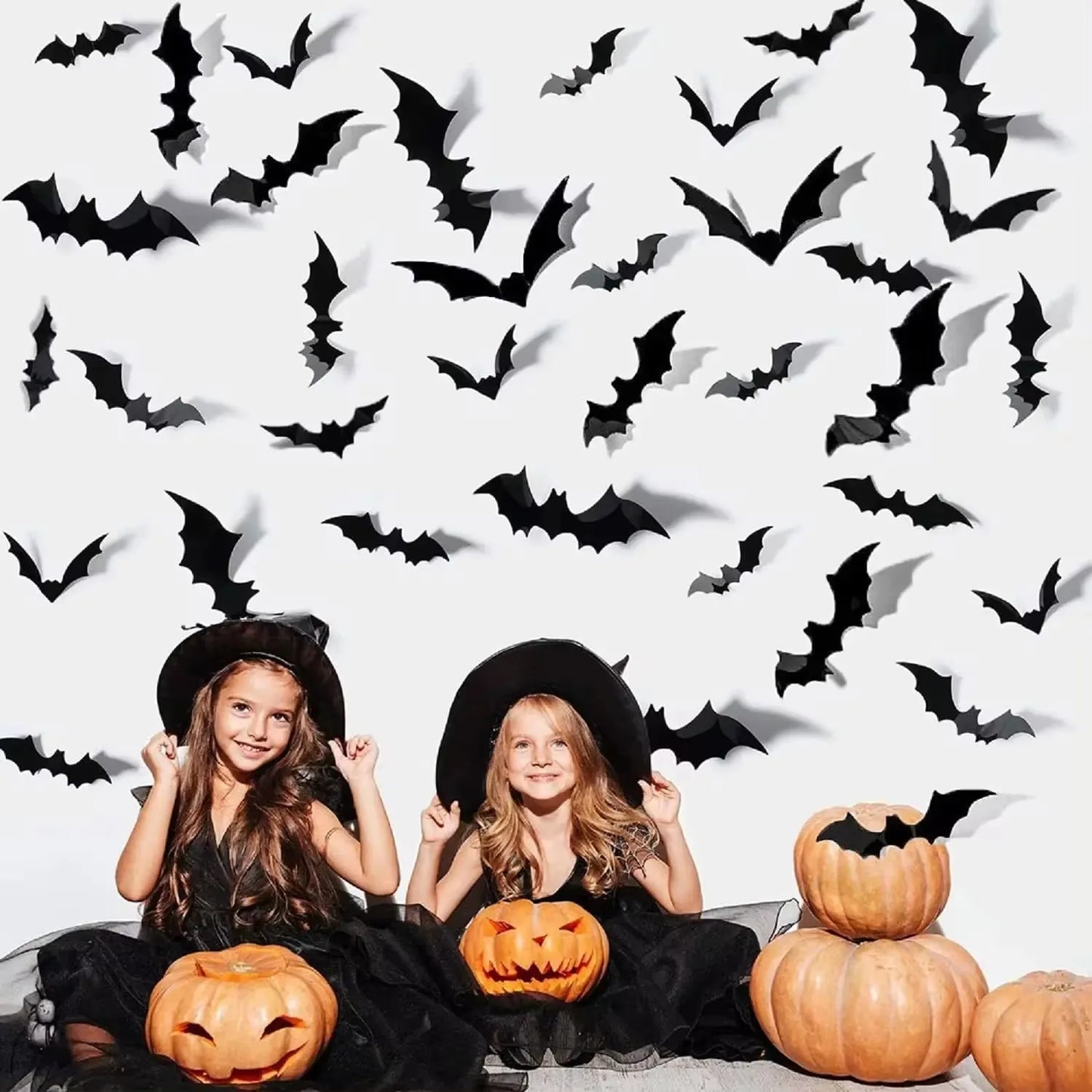 Halloween 3D Bats Light Wall Decor,Realistic PVC 3D Bats Sticker Lights 