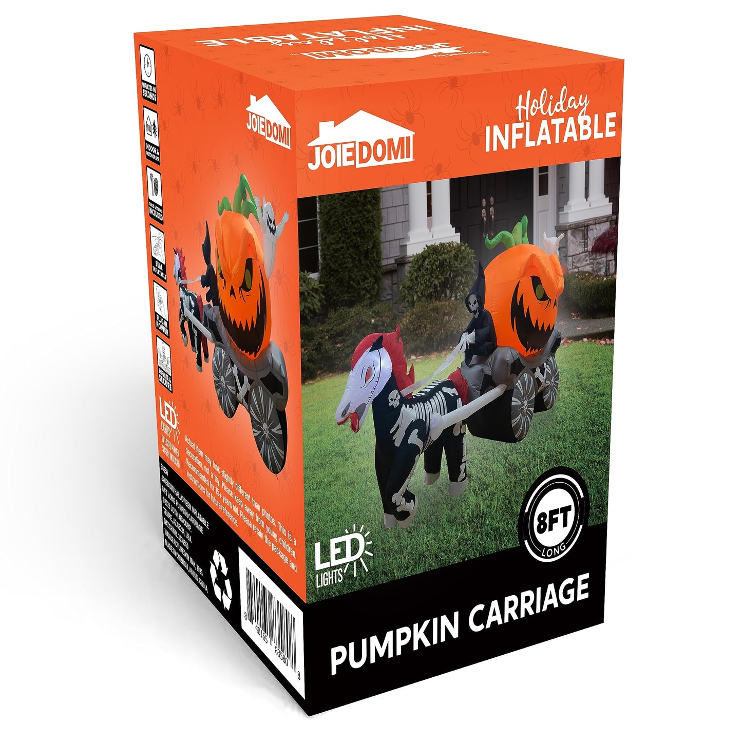 Inflatable Grim Reaper Driving Pumpkin Carriage with LED Flames